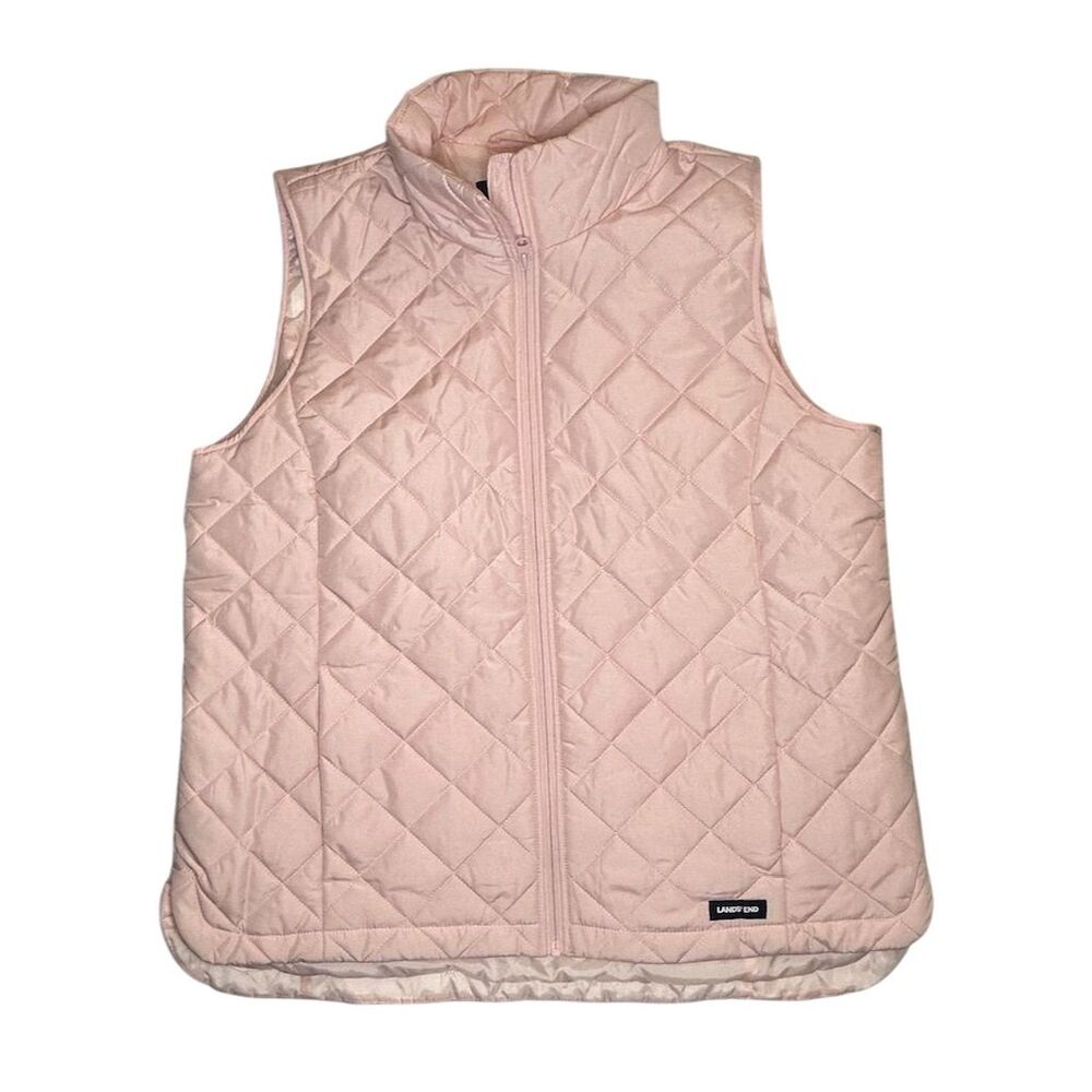 Land's End Women's Quilted Puffer Vest Light Pink Size L 14-16